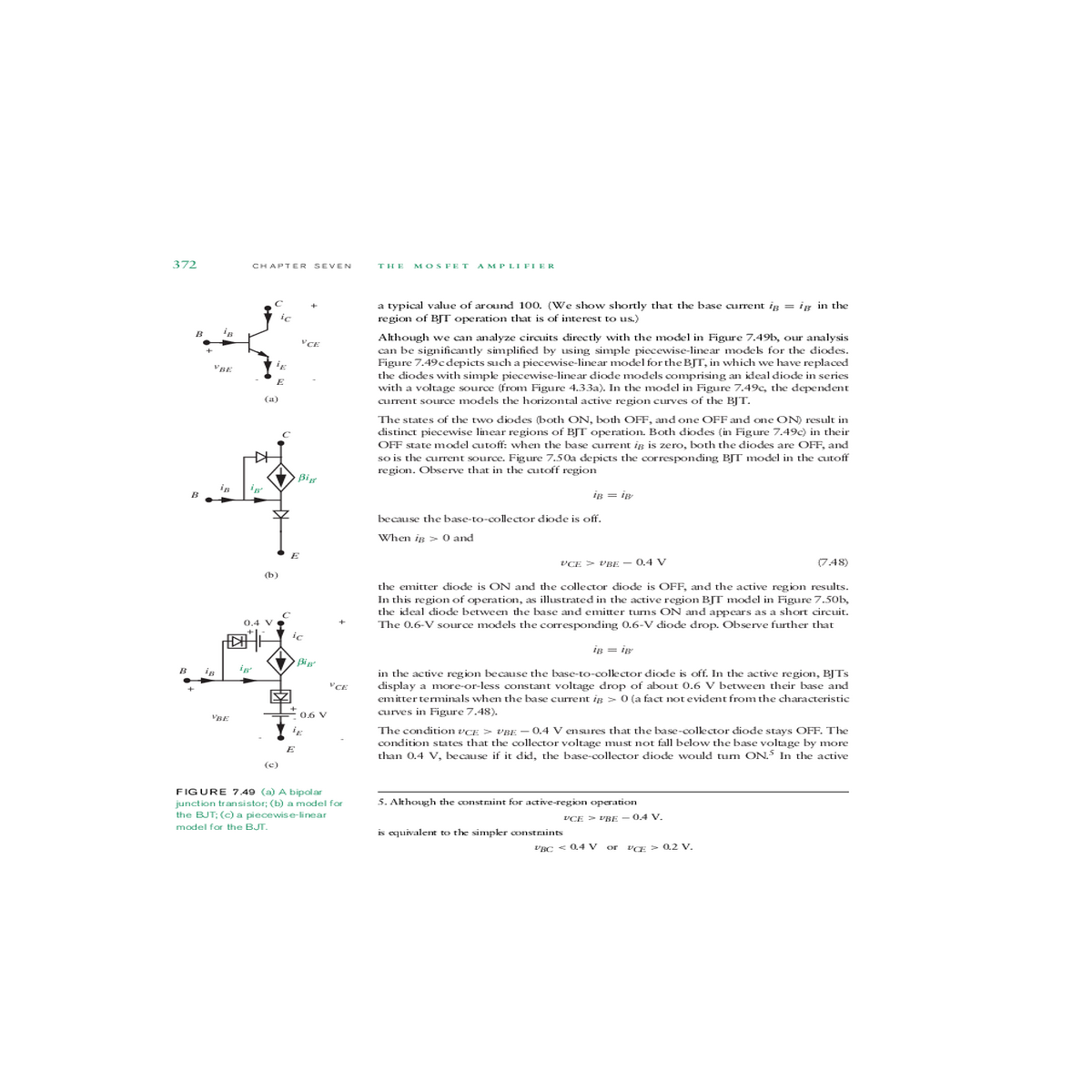 the saturation region model for the bjt shown figure